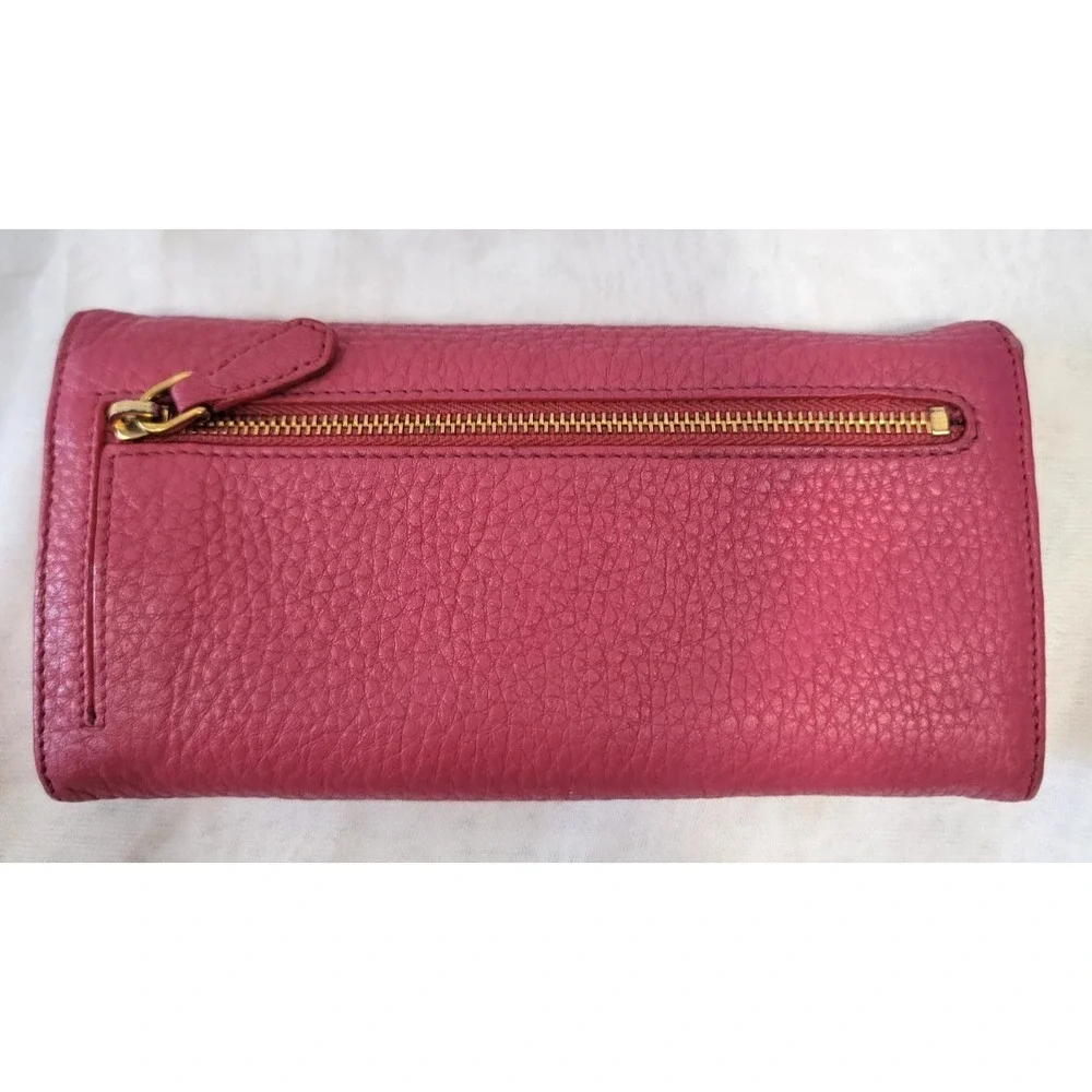 Prada Pink Pebbled Leather Continental Wallet CheckCheck Verified - Picture 13 of 16